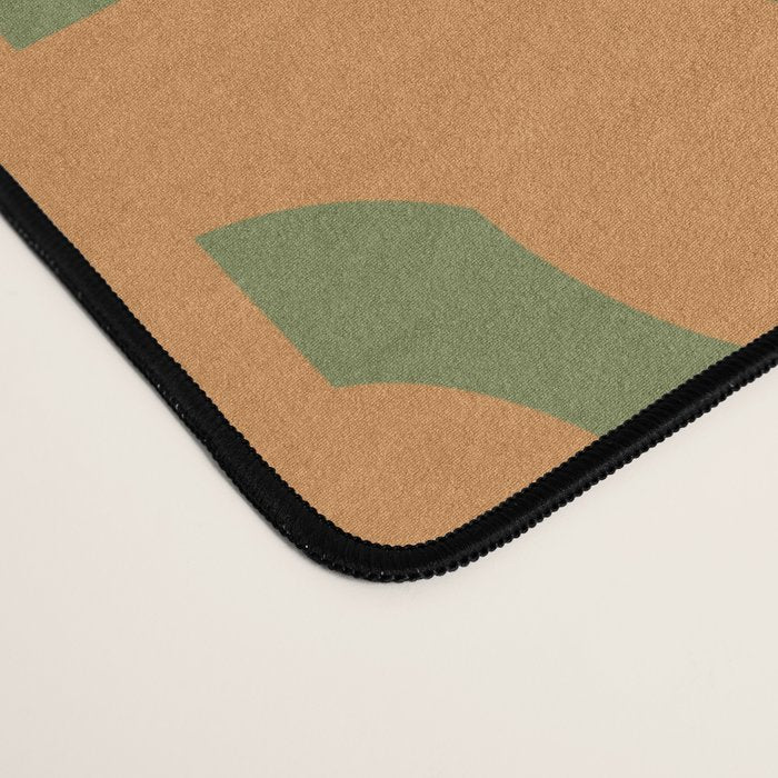 Mid Century Modern Loop Pattern in Retro Cantaloupe Orange and Olive Green Desk Mat Gallery Image 4