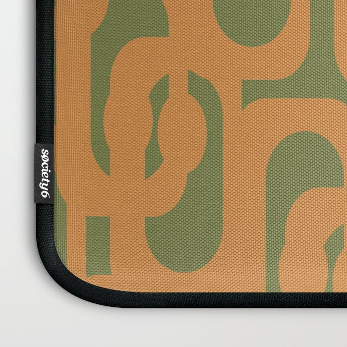 Mid Century Modern Loop Pattern in Retro Cantaloupe Orange and Olive Green Laptop Sleeve Gallery Image 3