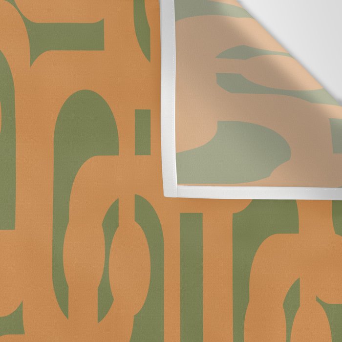 Mid Century Modern Loop Pattern in Retro Cantaloupe Orange and Olive Green Wall Tapestry Gallery Image 3
