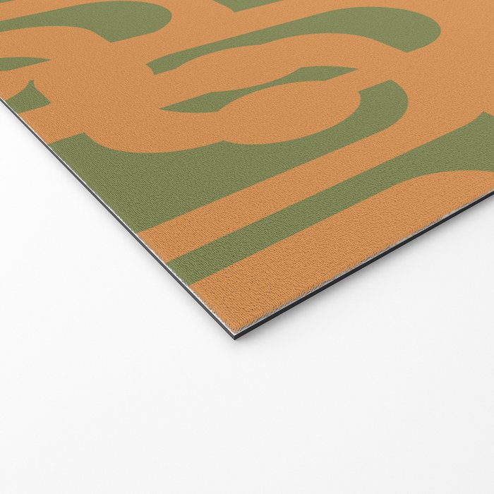 Mid Century Modern Loop Pattern in Retro Cantaloupe Orange and Olive Green Welcome Mat Gallery Image 2