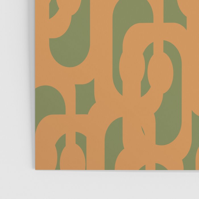 Mid Century Modern Loop Pattern in Retro Cantaloupe Orange and Olive Green Poster Gallery Image 3