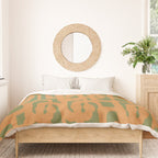 Mid Century Modern Loop Pattern in Retro Cantaloupe Orange and Olive Green Duvet Cover Gallery Image 3