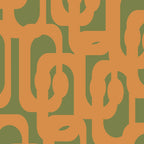 Mid Century Modern Loop Pattern in Retro Cantaloupe Orange and Olive Green Coffee Mug Gallery Image 2
