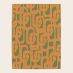 Mid Century Modern Loop Pattern in Retro Cantaloupe Orange and Olive Green Poster Gallery Image 4