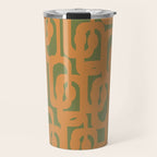 Mid Century Modern Loop Pattern in Retro Cantaloupe Orange and Olive Green Travel Mug Gallery Image 1