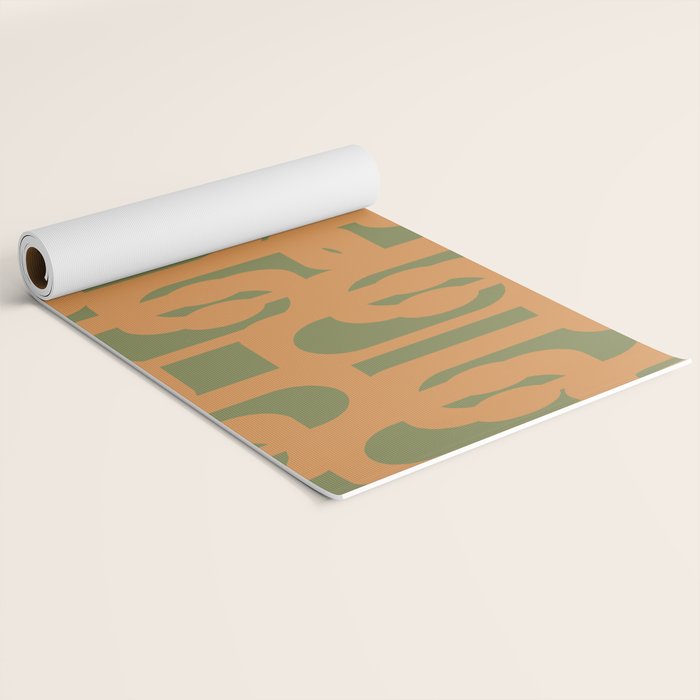 Mid Century Modern Loop Pattern in Retro Cantaloupe Orange and Olive Green Yoga Mat Gallery Image 2