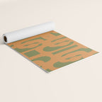 Mid Century Modern Loop Pattern in Retro Cantaloupe Orange and Olive Green Yoga Mat Gallery Image 2