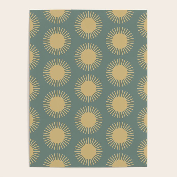 Boho Summer Sun Pattern XVI Neutral Earthy Sage Yellow Poster Gallery Image 4