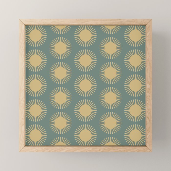 Boho Summer Sun Pattern XVI Neutral Earthy Sage Yellow Mini Art Print Gallery Image 1