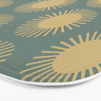 Boho Summer Sun Pattern XVI Neutral Earthy Sage Yellow Bath Mat Gallery Image 3