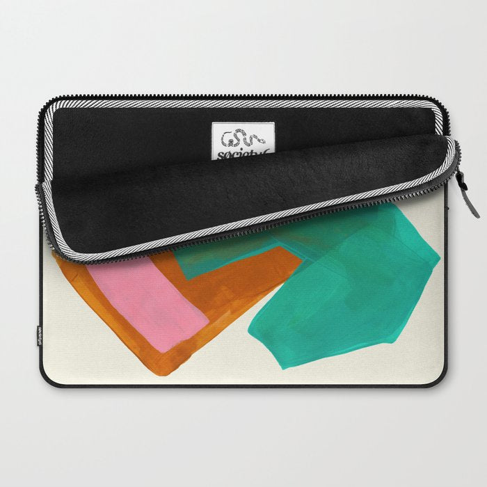 Ochre Pink Marine Green Fun Colorful Mid Century Modern Abstract Painting Shapes Pattern Laptop Sleeve Gallery Image 2