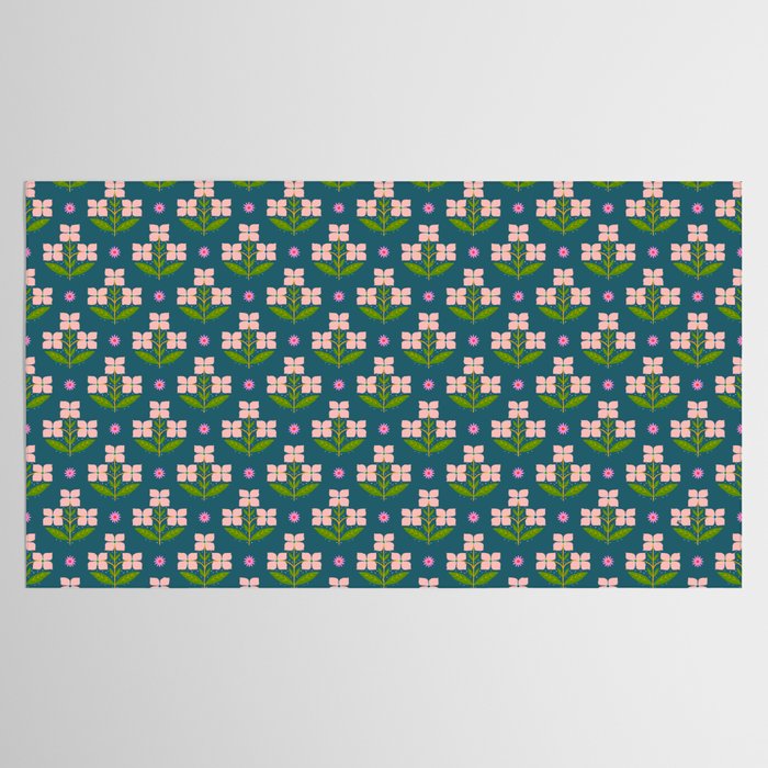 Retro Pink Floral Bunches - Green Pattern Tablecloth Gallery Image 2