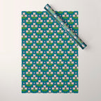 Retro Pink Floral Bunches - Green Pattern Wrapping Paper Gallery Image 1