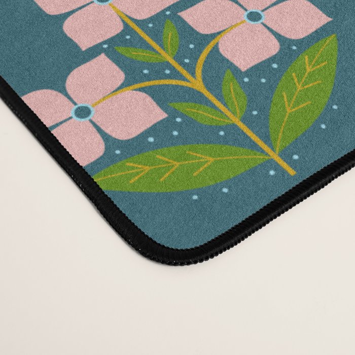 Retro Pink Floral Bunches - Green Pattern Desk Mat Gallery Image 4