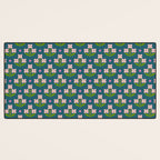 Retro Pink Floral Bunches - Green Pattern Desk Mat Gallery Image 3
