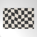 Black and White Wavy Checkered Pattern Welcome Mat Gallery Image 1