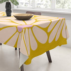 Big Daisy - Groovy Flower - Yellow, Pink and Off-white Tablecloth Gallery Image 3