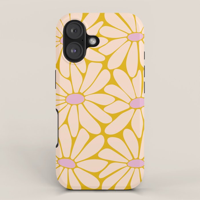 Big Daisy - Groovy Flower - Yellow, Pink and Off-white iPhone Case Gallery Image 1