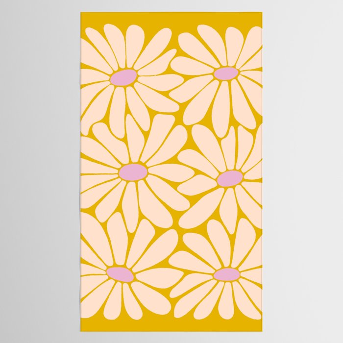 Big Daisy - Groovy Flower - Yellow, Pink and Off-white Tablecloth Gallery Image 2