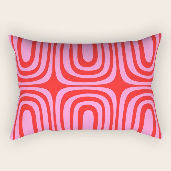 Preppy Pink and Red Abstract Confaab Pattern Rectangular Pillow Gallery Image 1