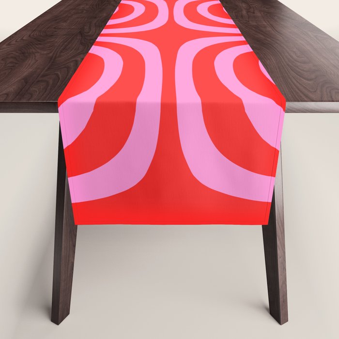 Preppy Pink and Red Abstract Confaab Pattern Table Runner Gallery Image 1
