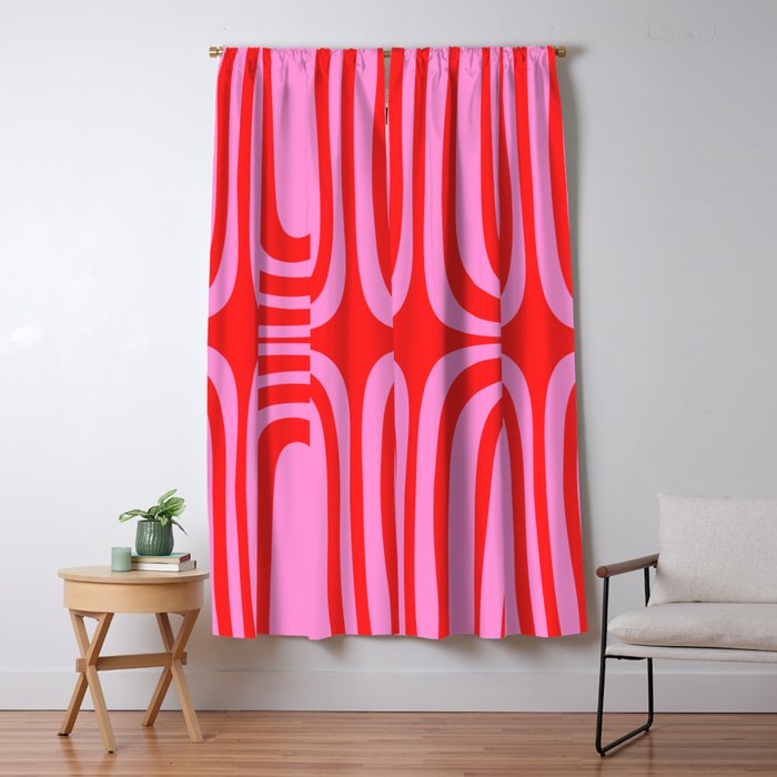 Preppy Pink and Red Abstract Confaab Pattern Window Curtain Gallery Image 5
