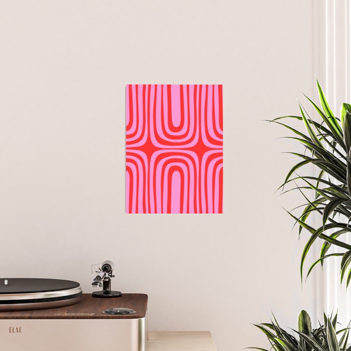 Preppy Pink and Red Abstract Confaab Pattern Poster Gallery Image 2