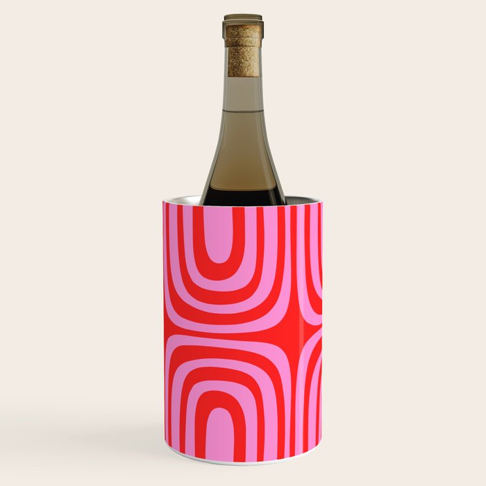 Preppy Pink and Red Abstract Confaab Pattern Wine Chiller Gallery Image 2
