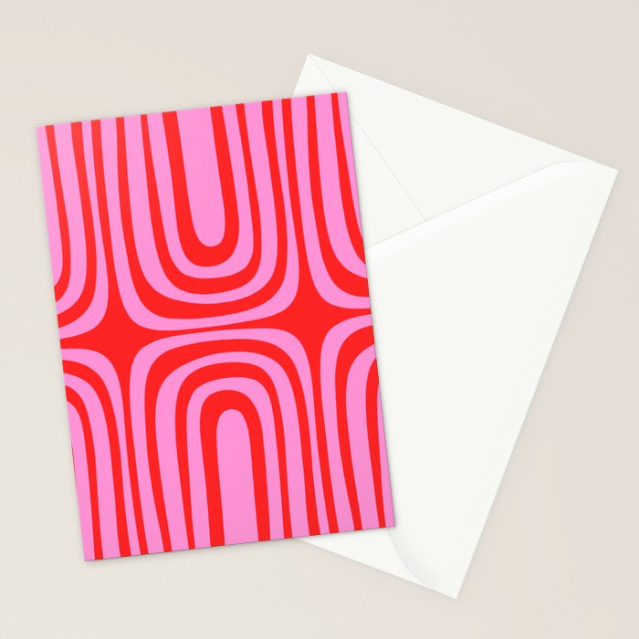 Preppy Pink and Red Abstract Confaab Pattern Stationery Card Gallery Image 2