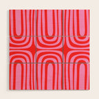 Preppy Pink and Red Abstract Confaab Pattern Wood Wall Art Gallery Image 1