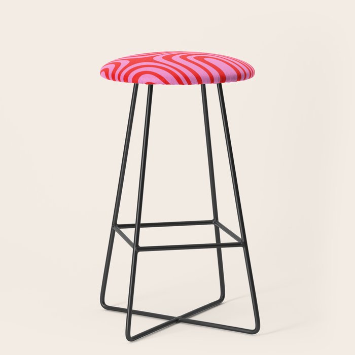 Preppy Pink and Red Abstract Confaab Pattern Stool Gallery Image 1