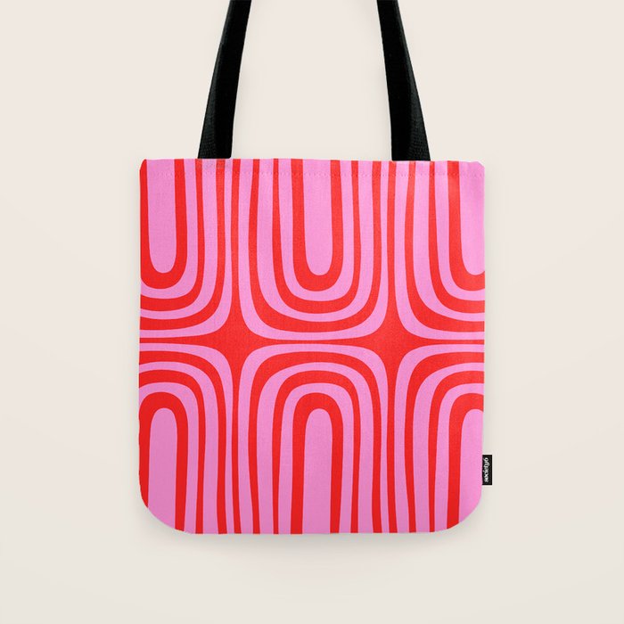 Preppy Pink and Red Abstract Confaab Pattern Tote Bag Gallery Image 1
