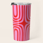 Preppy Pink and Red Abstract Confaab Pattern Travel Mug Gallery Image 3