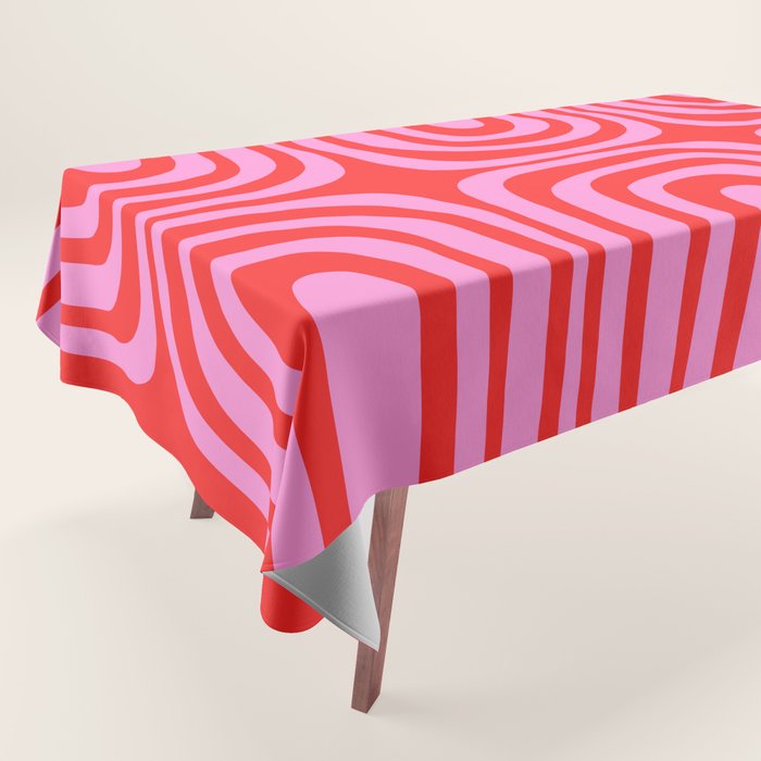 Preppy Pink and Red Abstract Confaab Pattern Tablecloth Gallery Image 1