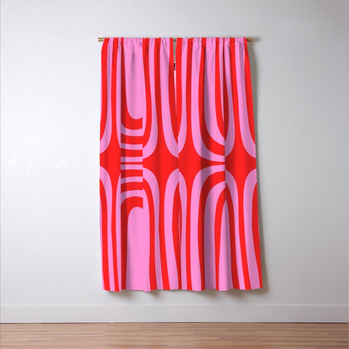Preppy Pink and Red Abstract Confaab Pattern Window Curtain Gallery Image 3