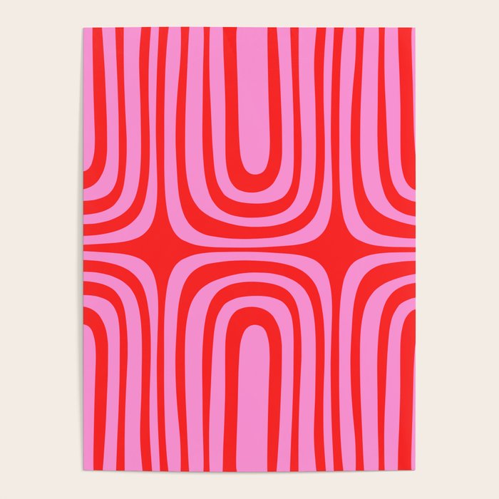 Preppy Pink and Red Abstract Confaab Pattern Poster Gallery Image 1