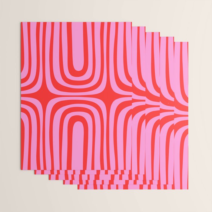 Preppy Pink and Red Abstract Confaab Pattern Wrapping Paper Gallery Image 3