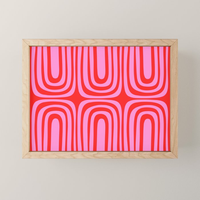 Preppy Pink and Red Abstract Confaab Pattern Mini Art Print Gallery Image 1