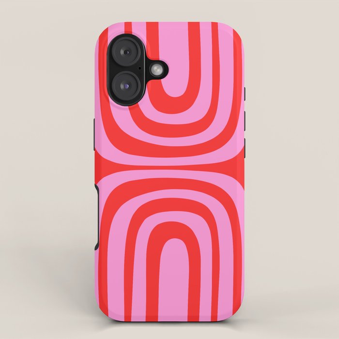 Preppy Pink and Red Abstract Confaab Pattern iPhone Case Gallery Image 1