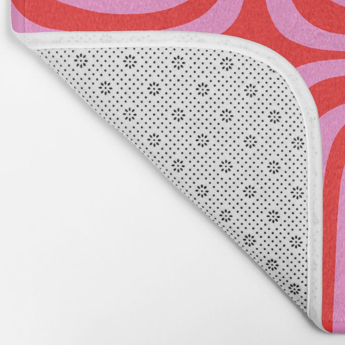Preppy Pink and Red Abstract Confaab Pattern Bath Mat Gallery Image 2