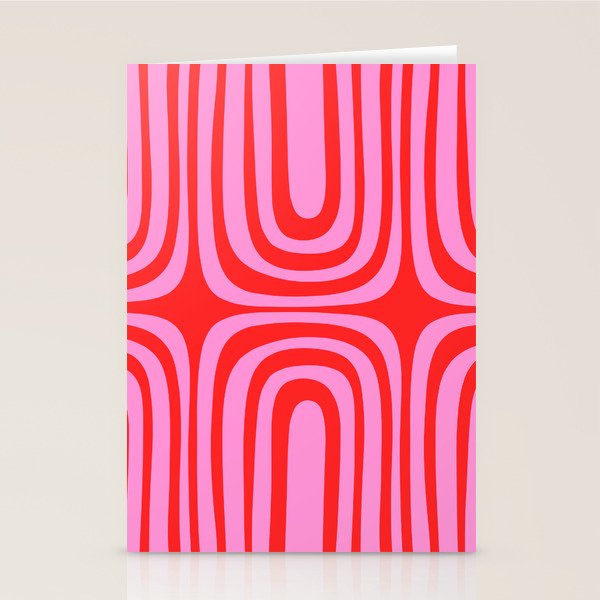 Preppy Pink and Red Abstract Confaab Pattern Stationery Card Gallery Image 1