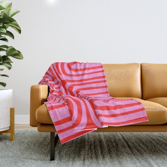 Preppy Pink and Red Abstract Confaab Pattern Throw Blanket Gallery Image 1