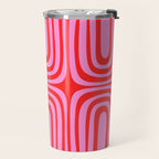 Preppy Pink and Red Abstract Confaab Pattern Travel Mug Gallery Image 2