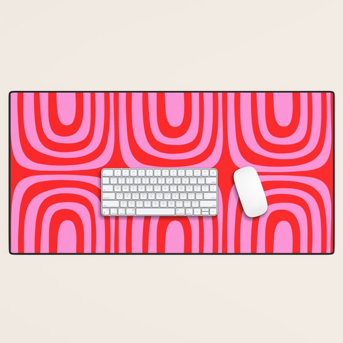 Preppy Pink and Red Abstract Confaab Pattern Desk Mat Gallery Image 1