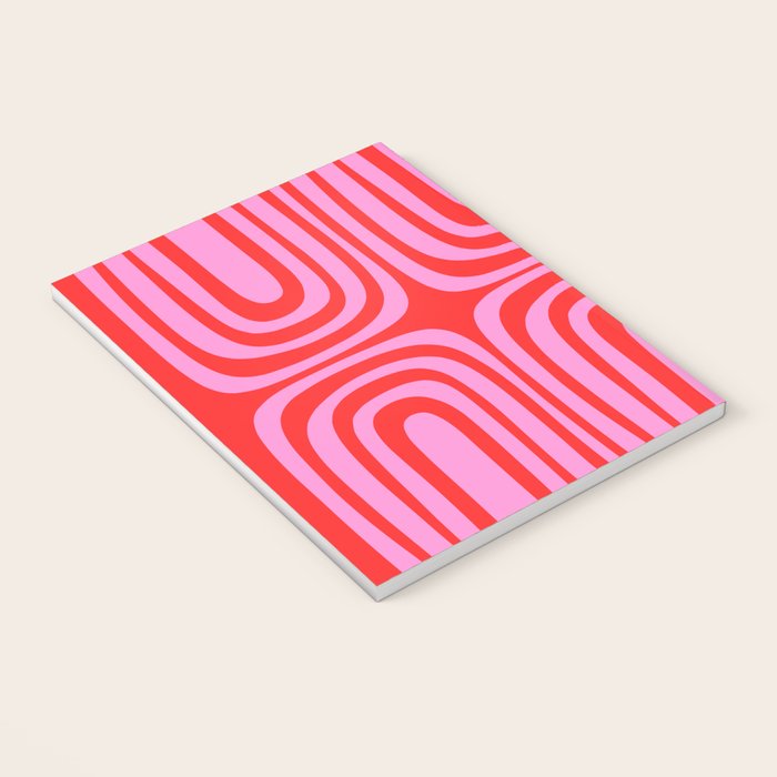 Preppy Pink and Red Abstract Confaab Pattern Notebook Gallery Image 3