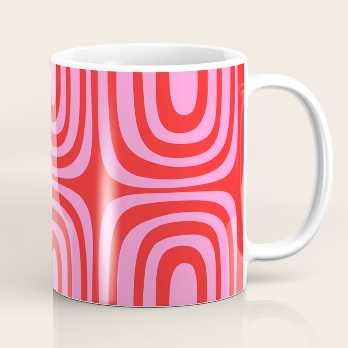 Preppy Pink and Red Abstract Confaab Pattern Coffee Mug Gallery Image 1
