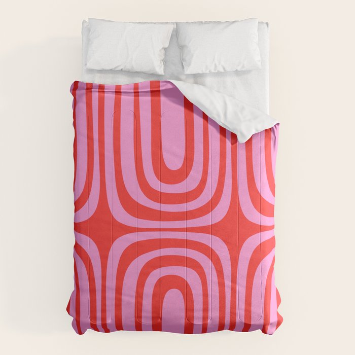 Preppy Pink and Red Abstract Confaab Pattern Comforter Gallery Image 1