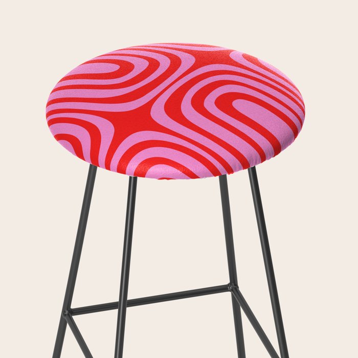 Preppy Pink and Red Abstract Confaab Pattern Stool Gallery Image 2