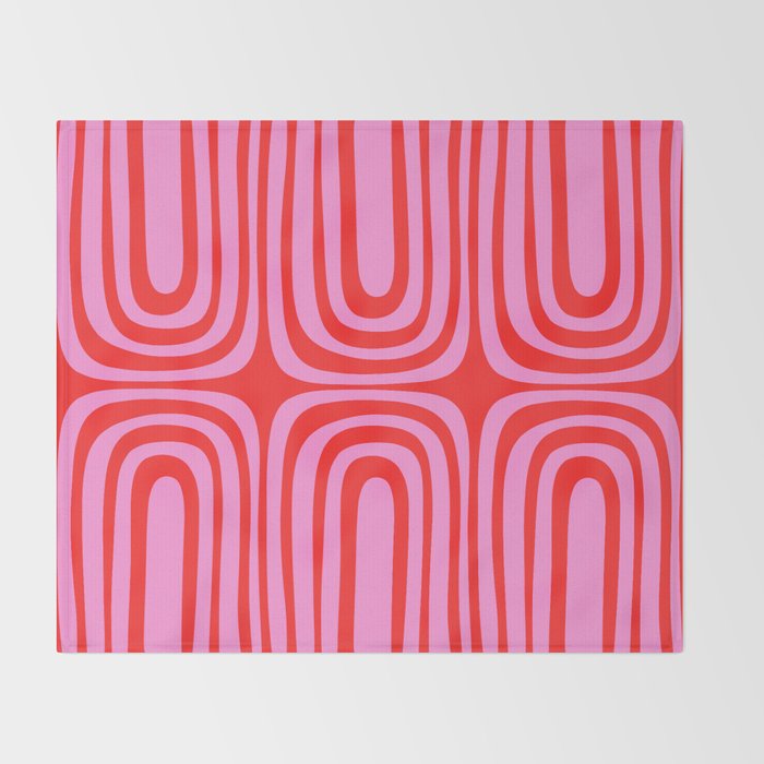 Preppy Pink and Red Abstract Confaab Pattern Throw Blanket Gallery Image 2