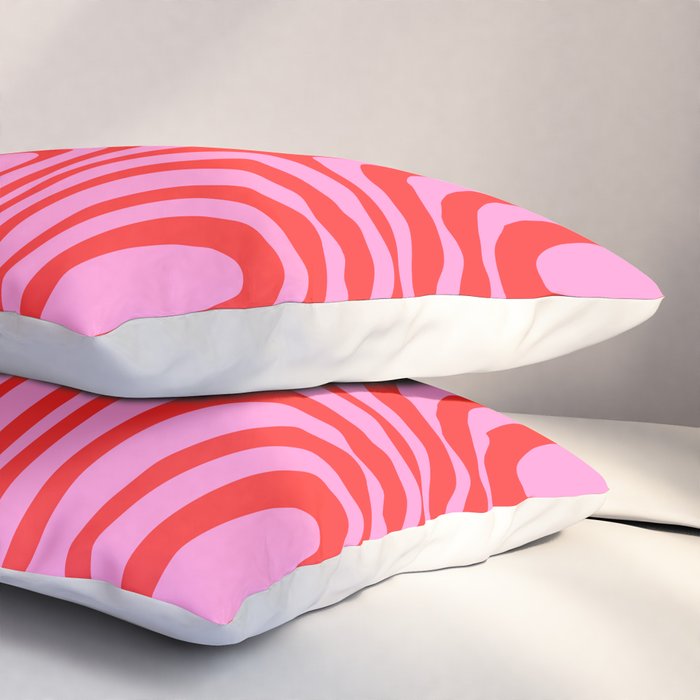 Preppy Pink and Red Abstract Confaab Pattern Pillow Sham Gallery Image 3